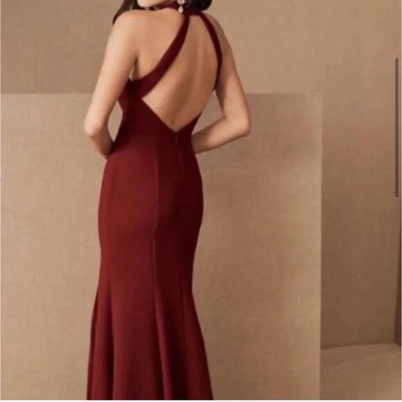BHLDN Juliana High-Neck Side-Slit Stretch Crepe Maxi Dress Size 6 - Picture 2 of 8